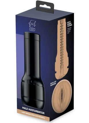 KiiRoo feel stroker masturbator stimulator in hellbraun with helix power texture and light brown skin-like material