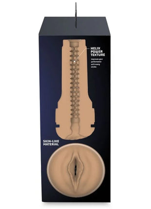 Beige silikon cockring mit helix power struktur und hautähnlichem material von kiiroo feel stroker masturbator stimulator hellbraun