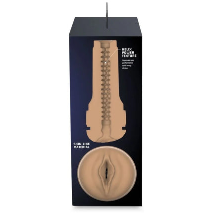Beige silikon cockring mit helix power struktur und hautähnlichem material von kiiroo feel stroker masturbator stimulator hellbraun