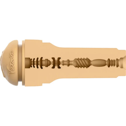 Beige silikon victoria’s secret branded erwachsenenspielzeug mit kunstvollem reliefdesign kiiroo feel victoria june keon interaktiver masturbator