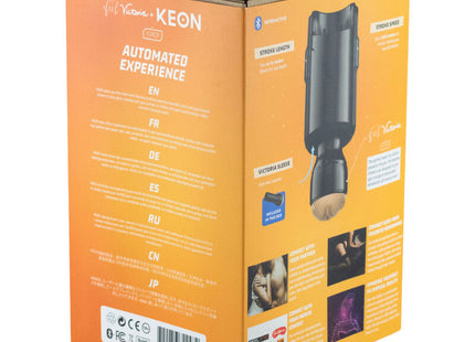 Schwarzer keon vrp automatischer sexspielzeug mit ergonomischem silikonfuß und bluetooth für kiiroo feel victoria june