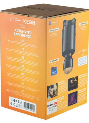 Schwarzer keon vrp automatischer sexspielzeug mit ergonomischem silikonfuß und bluetooth für kiiroo feel victoria june