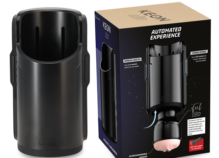 Schwarzes keon automatisiertes erfahrunggerät mit schlankem zylindrischem design und austauschbaren hüllen