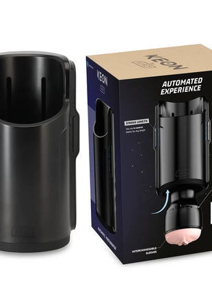 Schwarzes keon automatisiertes erfahrunggerät mit schlankem zylindrischem design und austauschbaren hüllen