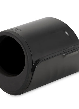 Schwarzes zylindrisches kiiroo keon interaktiver mastubator case mit matter oberfläche und integriertem clip