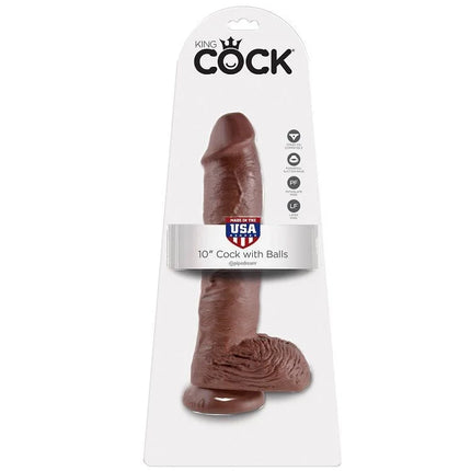 KING COCK - 10 DILDO BRAUN - 25.4 CM - Dildo mit Saugnapf