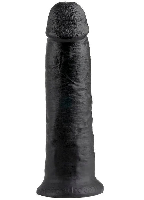 Schwarzer silikon dildo king cock 10 mit strukturierter oberfläche und abgerundetem kopf von sipedream 25 cm
