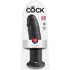 Schwarzer 25 cm king cock dildo mit realistischer hautstruktur und abgerundetem sockel in weißer kartonverpackung