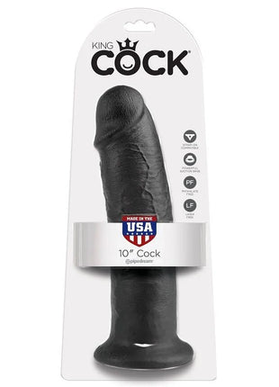Schwarzer 10 zoll king cock dildo aus silikon in markenverpackung 25 cm lang