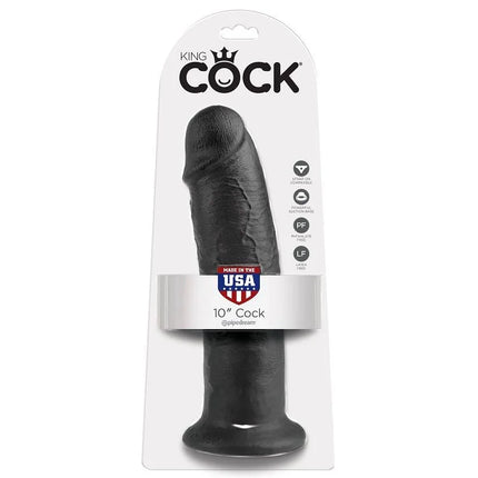 Schwarzer 10 zoll king cock dildo aus silikon in markenverpackung 25 cm lang