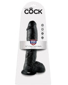 Black 10 zoll dildo mit eier von king cock aus den usa in schwarzem silikon mit realistischer form