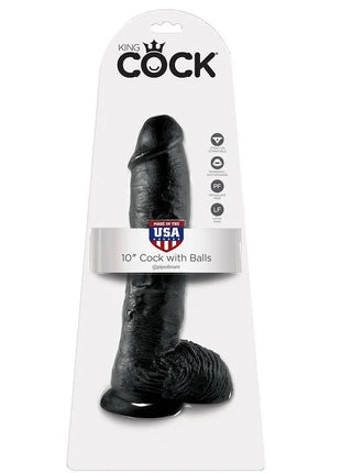 Black 10 zoll dildo mit eier von king cock aus den usa in schwarzem silikon mit realistischer form