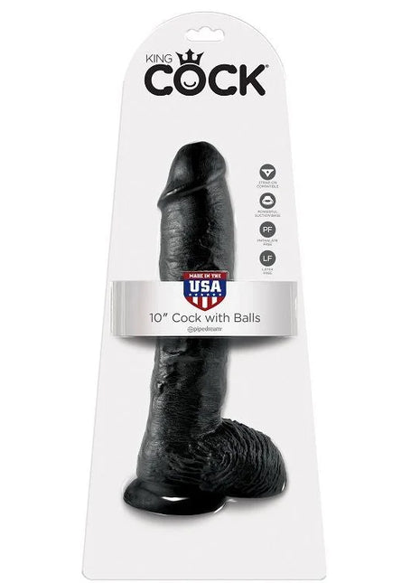 Black 10 zoll dildo mit eier von king cock aus den usa in schwarzem silikon mit realistischer form