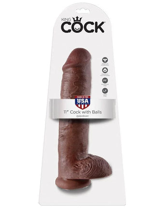 King cock 11 zoll dildo braun mit eiern aus silikon hochwertiges realistisches sextoy