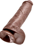 King cock 11 dildo braun mit eier 28 cm braunes silikon dildo mit strukturierter oberfläche und rundem kopf