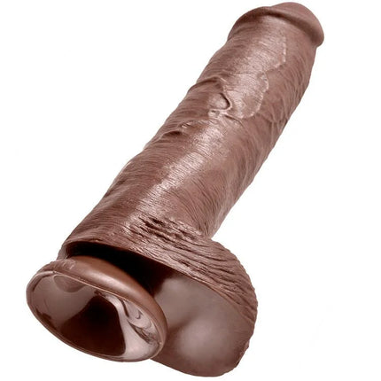 King cock 11 dildo braun mit eier 28 cm braunes silikon dildo mit strukturierter oberfläche und rundem kopf