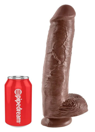 Realistischer silikon dildo king cock 11 in braun mit strukturierter oberfläche und detaillierter basis 28 cm