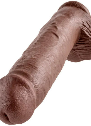 Brauner silikon dildo king cock 11 mit realistischer oberfläche und eiern 28 cm lang