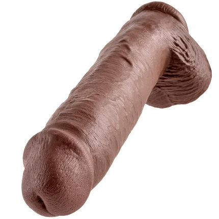 Brauner silikon dildo king cock 11 mit realistischer oberfläche und eiern 28 cm lang