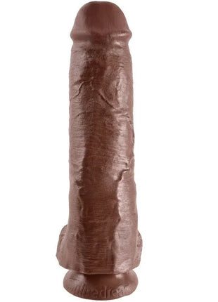 Braunes silikon dildo king cock 11 mit strukturierter oberfläche und abgerundetem sockel 28 cm lang
