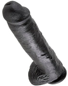 Schwarzer texturierter silikon dildo king cock mit realistischem design und abgerundetem boden 28 cm lang
