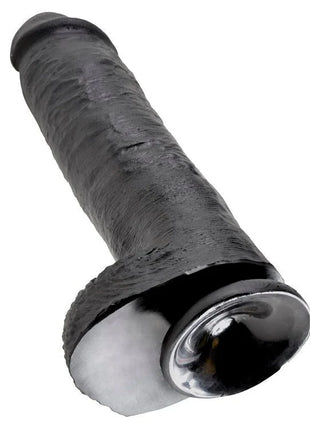 Schwarzer silikon dildo king cock 11 mit strukturierter oberfläche und verchromtem kopf 28 cm lang