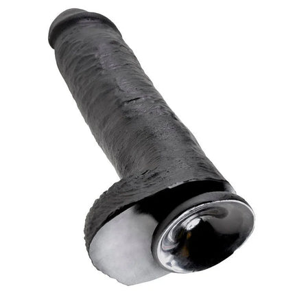 Schwarzer silikon dildo king cock 11 mit strukturierter oberfläche und verchromtem kopf 28 cm lang
