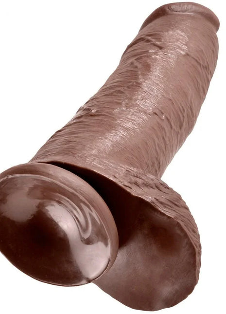 Brauner silikon dildo king cock 12 mit strukturierter oberfläche und abgerundetem kopf 30 48 cm lang