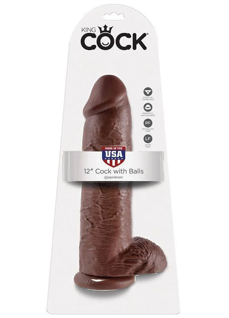 Brauner silikon dildo 30 48 cm mit eiern von king cock für realistischen spaß