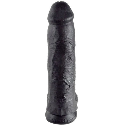 Schwarzer king cock dildo aus silikon mit strukturierter oberfläche und gebrandeter basis 30,48 cm lang