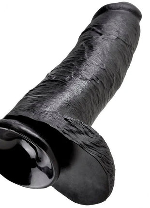 Schwarzer, strukturierter silikon dildo king cock 12 mit 30,48 cm länge und realistischem, glänzendem oberfläche