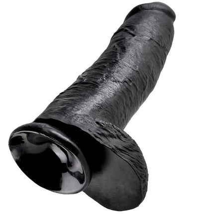 Schwarzer, strukturierter silikon dildo king cock 12 mit 30,48 cm länge und realistischem, glänzendem oberfläche
