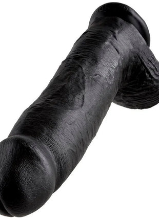 Schwarzer silikon dildo king cock 12 mit realistisch geformter oberfläche und abgerundetem kopf 30,48 cm