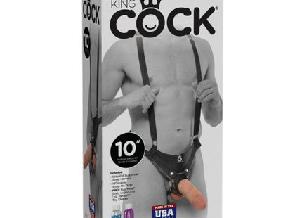 Schwarzes 25,5 cm hohles strap-on suspender system von king cock aus flexiblem material für sicheren halt