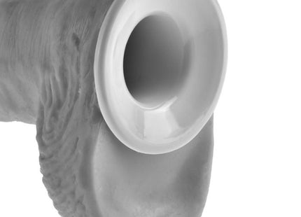 Graue silikon dildo mit strukturierter oberfläche und glattem abgerundetem kopf king cock 25,5 cm hohles strap-on system flesh
