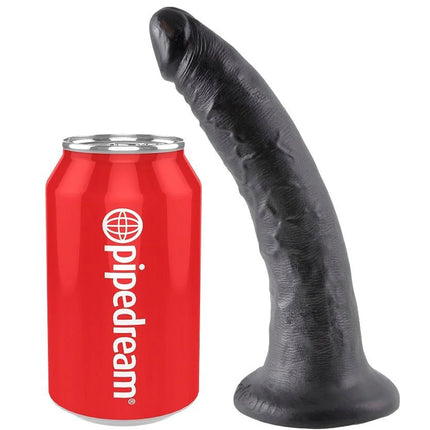 Schwarzer silikon dildo pipedream king cock 7 mit realistischer struktur und gebogener form 17,8 cm lang