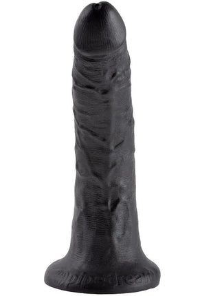 Schwarzer silikon dildo king cock 7 mit strukturierter oberfläche und abgerundetem spitz 17,8 cm lang