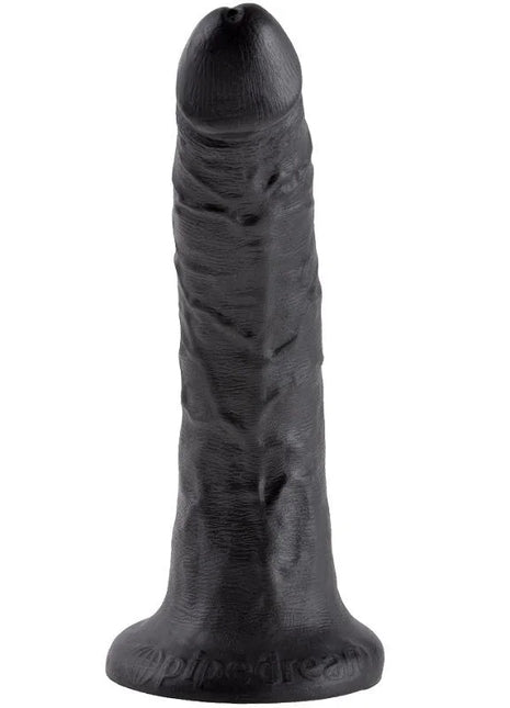 Schwarzer silikon dildo king cock 7 mit strukturierter oberfläche und abgerundetem spitz 17,8 cm lang