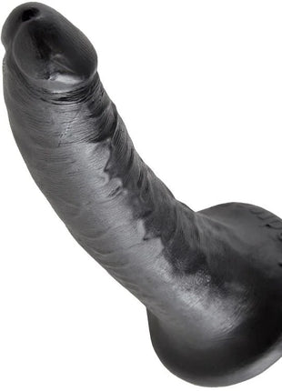 Schwarzer silikon dildo king cock 7 mit strukturierter oberfläche und abgerundetem boden 17,8 cm lang