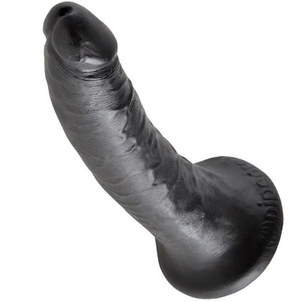 Schwarzer silikon dildo king cock 7 mit strukturierter oberfläche und abgerundetem boden 17,8 cm lang