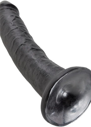 Schwarzer silikon dildo king cock 7 mit strukturierter oberfläche und abgerundetem kopf 17,8 cm lang