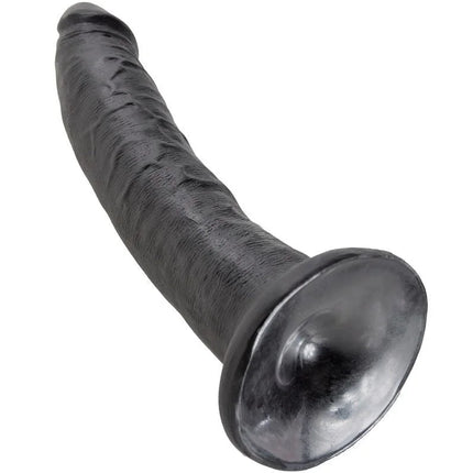 Schwarzer silikon dildo king cock 7 mit strukturierter oberfläche und abgerundetem kopf 17,8 cm lang
