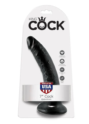 Schwarzer 7 zoll king cock dildo von pipedream mit saugnapf aus usa für sichere platzierung