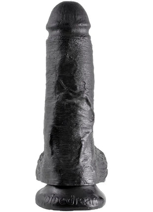 Schwarzer silikon dildo mit realistischer struktur und pipedream markenname am fuß king cock 8 dildo schwarz mit eier 20.3 cm