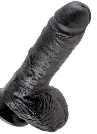 Schwarzer silikondildo king cock 8 mit realistischer struktur und abgerundetem kopf 20,3 cm lang