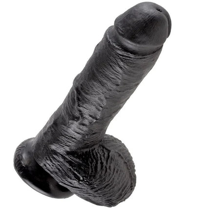 Schwarzer silikondildo king cock 8 mit realistischer struktur und abgerundetem kopf 20,3 cm lang