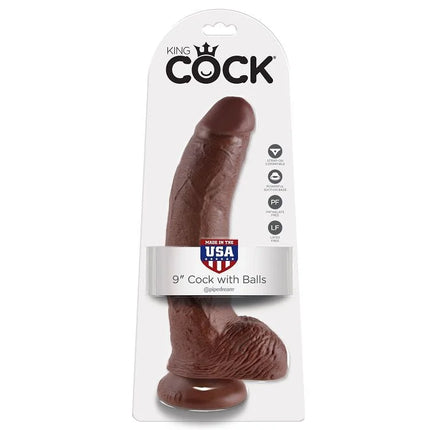 KING COCK - 9 DILDO BRAUN - 22.9 CM - Dildo mit Saugnapf