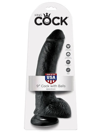 King cock 9 dildo schwarz mit eier 22 9 cm realistisches silikonspielzeug in einzelhandelsverpackung