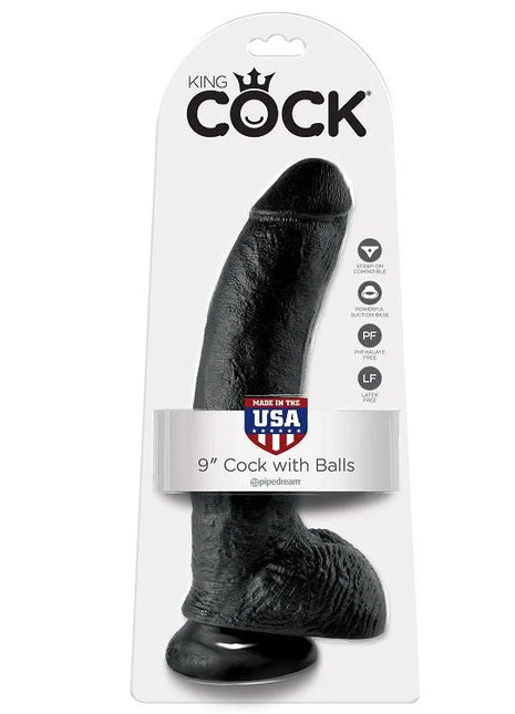King cock 9 dildo schwarz mit eier 22 9 cm realistisches silikonspielzeug in einzelhandelsverpackung