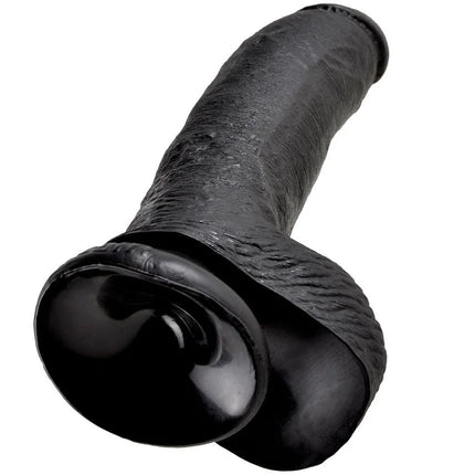 Black silikon dildo king cock 9 mit strukturierter oberfläche und glänzendem kopf 22,9 cm lang